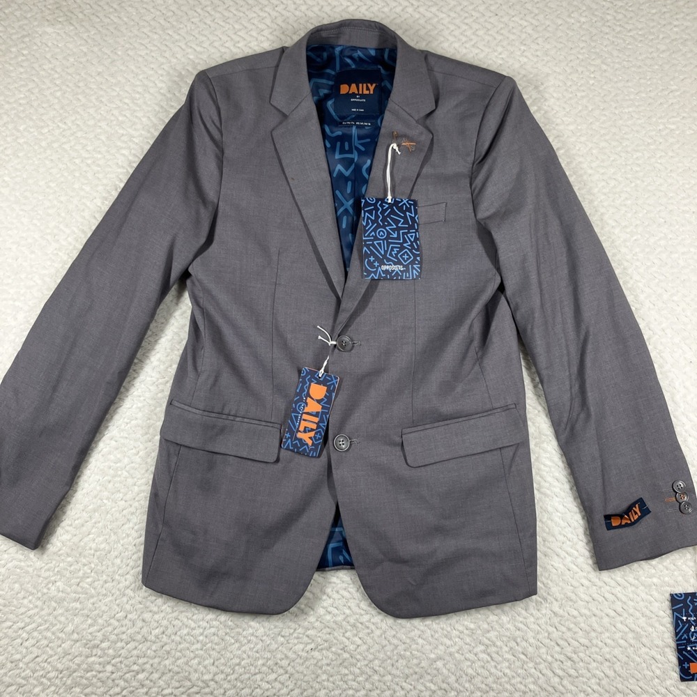 NWT Daily Opposuits Blazer Suit Jacket Gray Boys Sz 16 High‎ Quality Comfort $99
